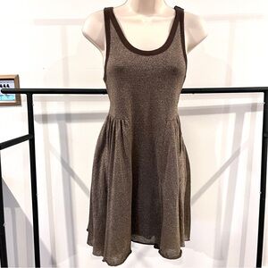 Free People Beach Casual Spring Summer Brown Sleeveless Metallic Bronze Sundress